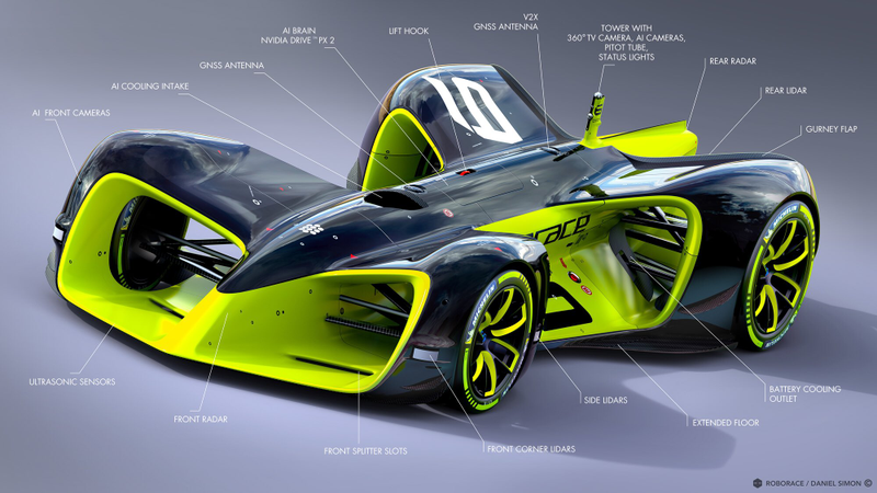 Illustration for article titled Roborace's Updated Self-Driving Race Car Design Is Just The Coolest Shit